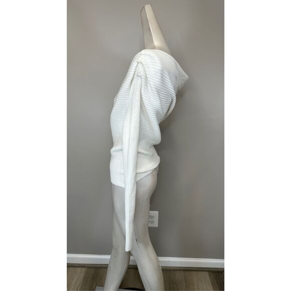 NWT A.W.A.K.E. Mode Ribbed Off The Shoulder Pullover Sweater Ivory Medium $535 - Picture 6 of 10